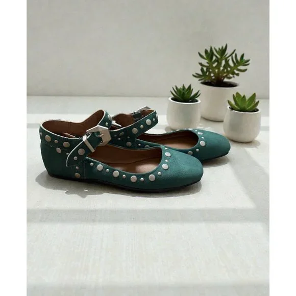 Free People Women's Mystic Mary Jane Deep Teal Flats NWOB (MSRP 148) Size 6.5 - Picture 1 of 7